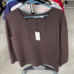 Max Studio Boxy Brown 3/4 Sleeve Blouse